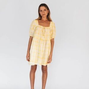 Oak Meadow Ivy Smock in Lemon Checker